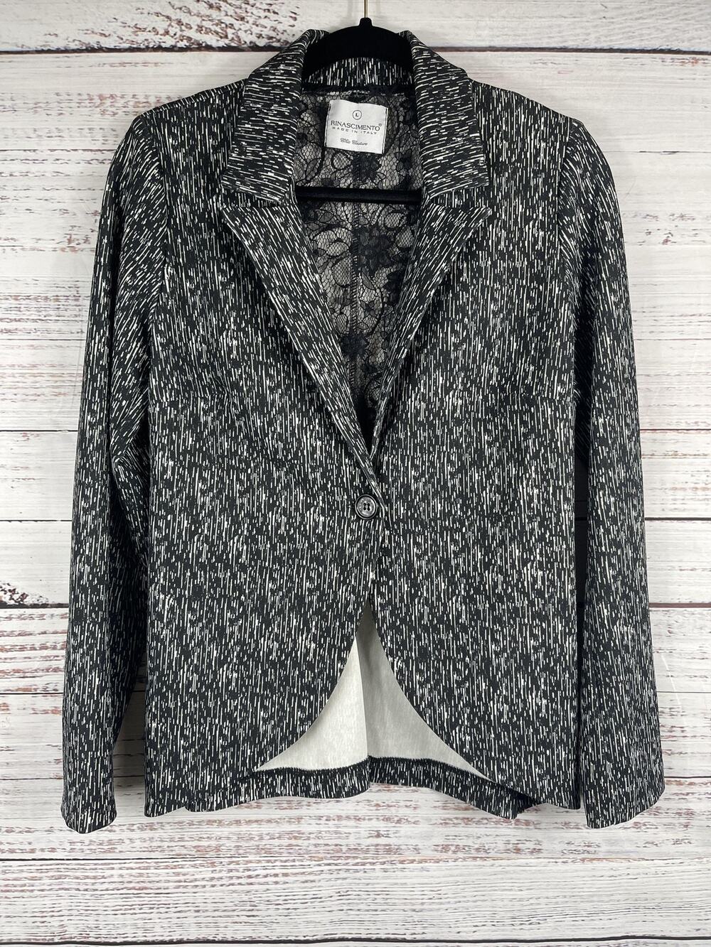 Rinascimento Blazer Women's Size Large Textured Jacket Made Italy Lace Lined